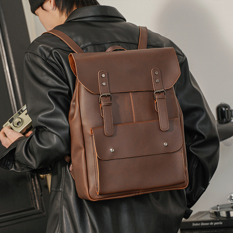 Vintage Men's Leather Backpack - Leather Work Rucksack Mens ulasan dan harga