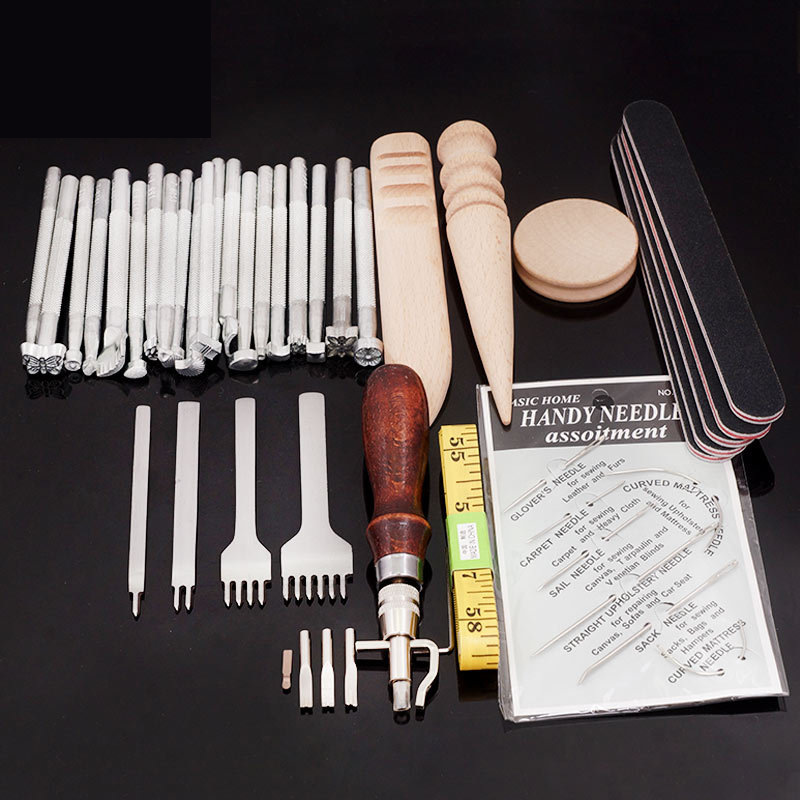 59PCS Leather Craft Set Hand T - Groover Stitching Tool ulasan dan harga