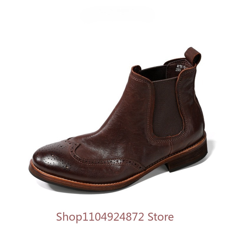 Vintage Brogue Chelsea Boots M - Leatherwork Designs ulasan dan harga