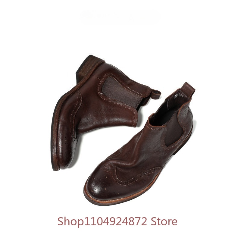 Vintage Brogue Chelsea Boots M - Leatherwork Designs ulasan dan harga