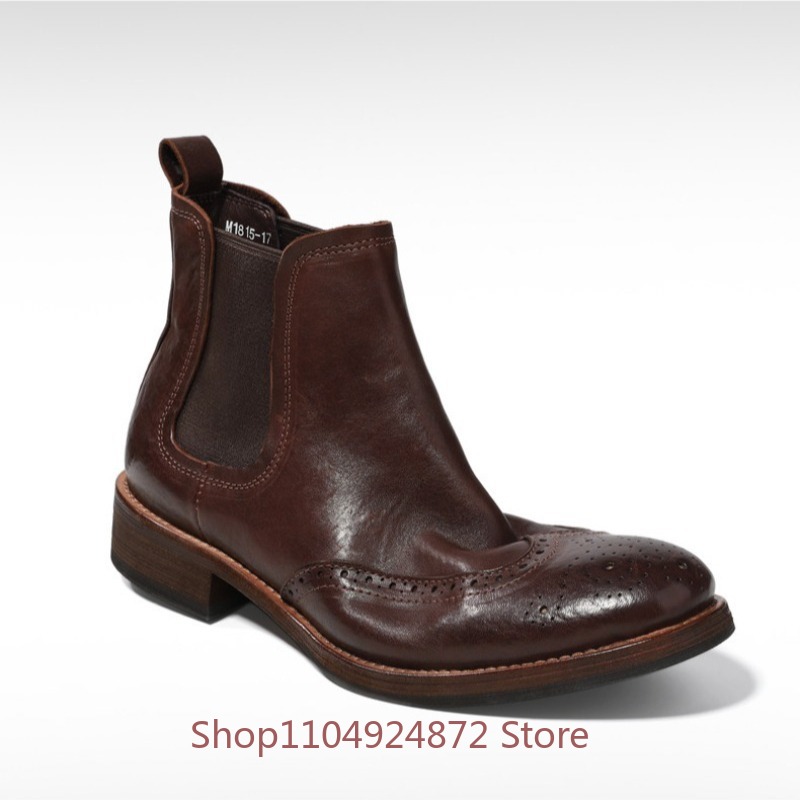 Vintage Brogue Chelsea Boots M - Leatherwork Designs ulasan dan harga