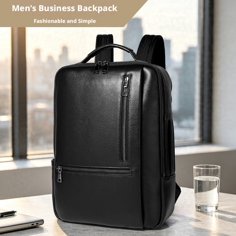 Black Genuine Leather Laptop B - Leather Work Rucksack Mens ulasan dan harga